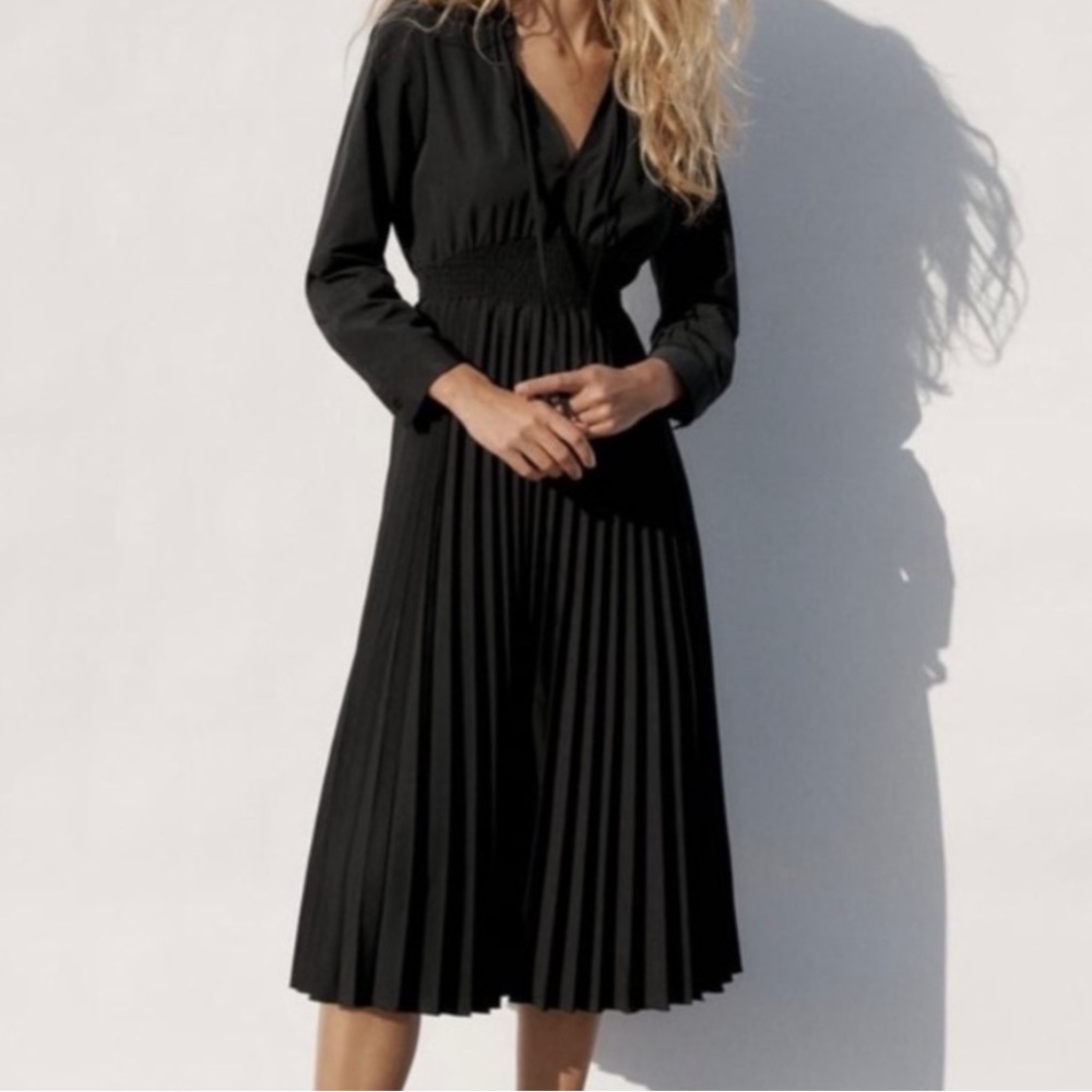 NWOT Zara Poplin Pleated Dress